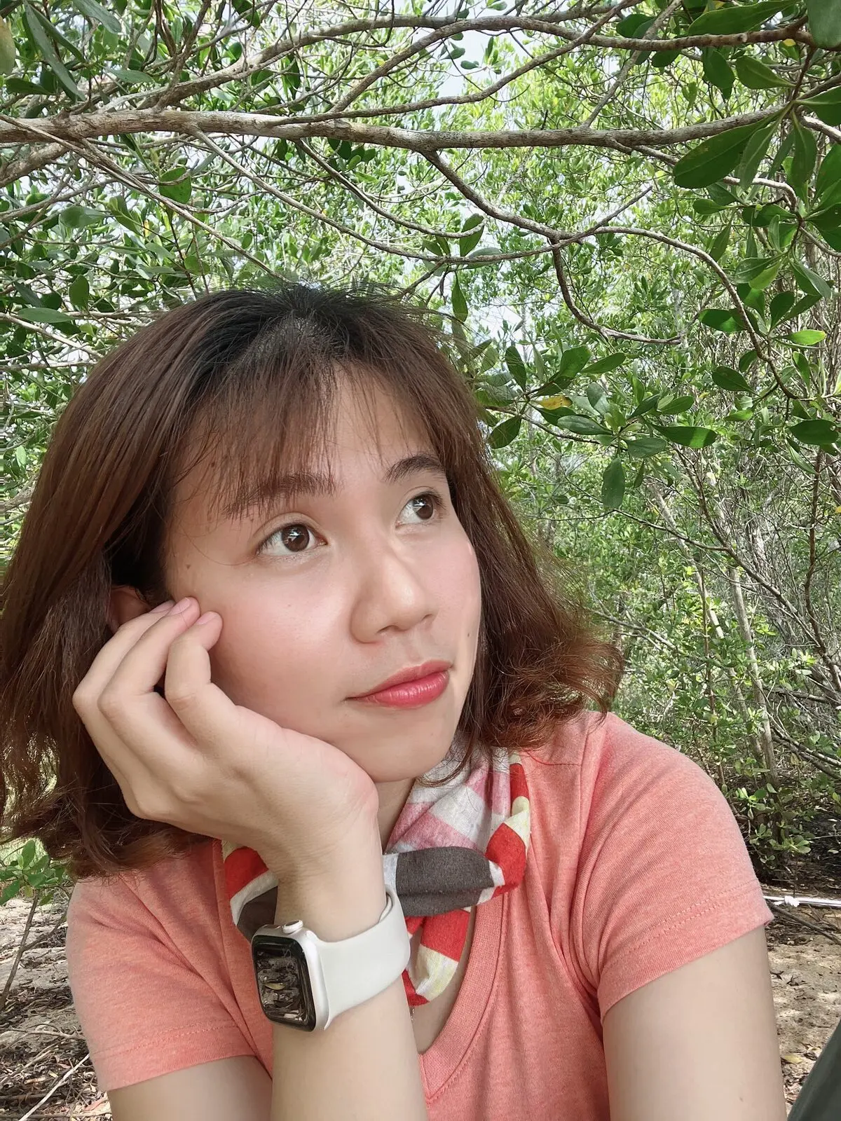 Loo chống cằm giữa rừng cây